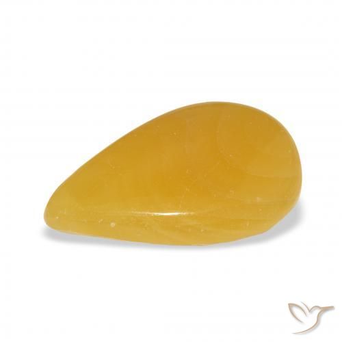 Calcite Orange doré naturelle En forme de poire, 12.36 ct, Translucide