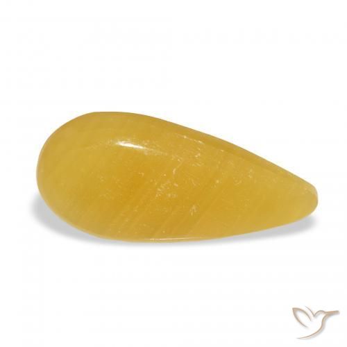 Calcite Orange doré naturelle En forme de poire, 8.23 ct, Translucide