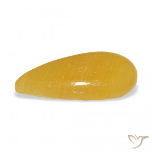 Calcite Orange doré naturelle En forme de poire, 8.23 ct, Translucide