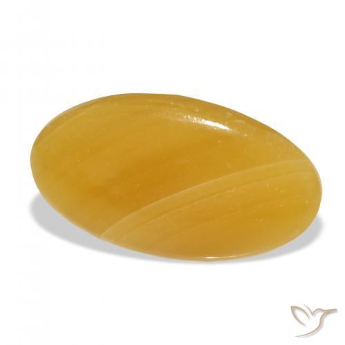 Calcite Orange doré naturelle ovale, 40.50 ct, Translucide