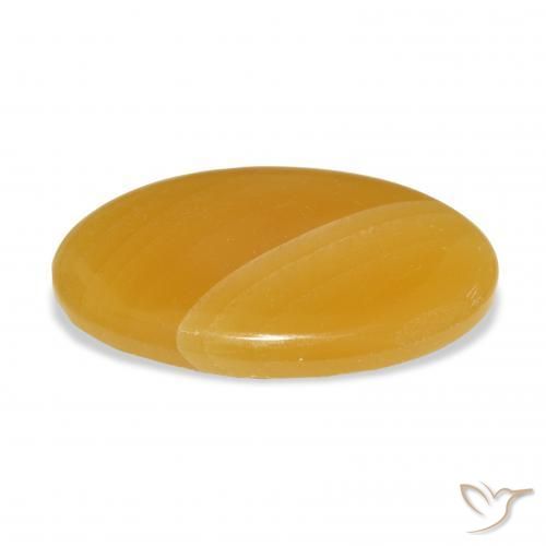 Calcite Orange doré naturelle ovale, 40.50 ct, Translucide