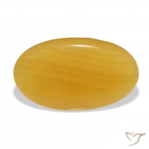 32.11ct Naturel Orange doré calcite, ovale, Translucide, Photo A