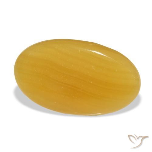 Calcite Orange doré naturelle ovale, 32.11 ct, Translucide