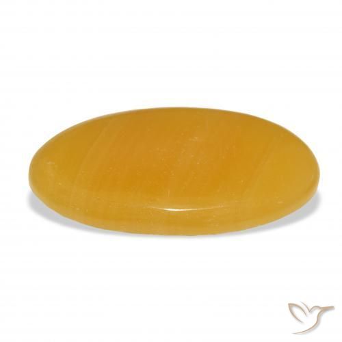 Calcite Orange doré naturelle ovale, 42.42 ct, Translucide