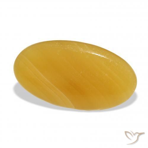 Calcite Orange doré naturelle ovale, 37.32 ct, Translucide