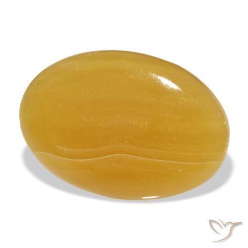Calcite Orange doré naturelle ovale, 48.69 ct, Translucide