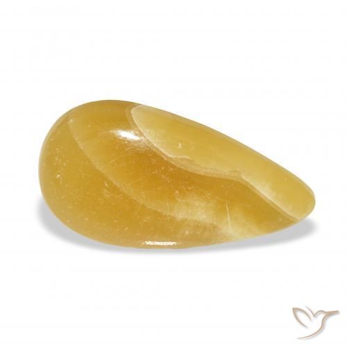 Calcite Orange doré naturelle En forme de poire, 13.68 ct, Translucide