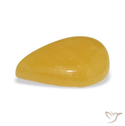 Calcite Orange doré naturelle En forme de poire, 7.28 ct, Translucide