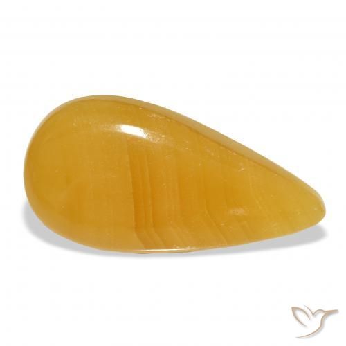 Calcite Orange doré naturelle En forme de poire, 44.58 ct, Translucide