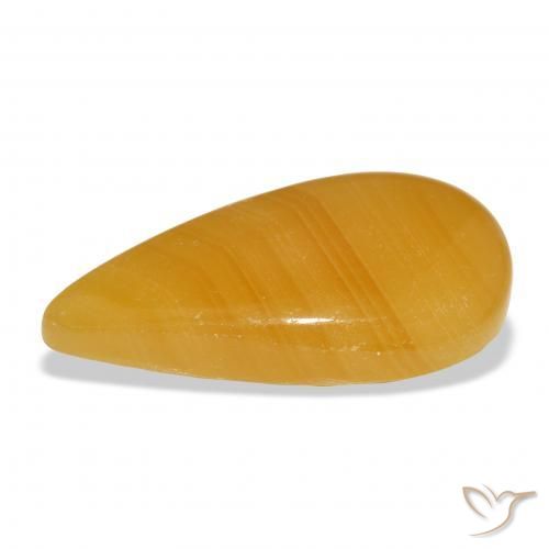 Calcite Orange doré naturelle En forme de poire, 44.58 ct, Translucide