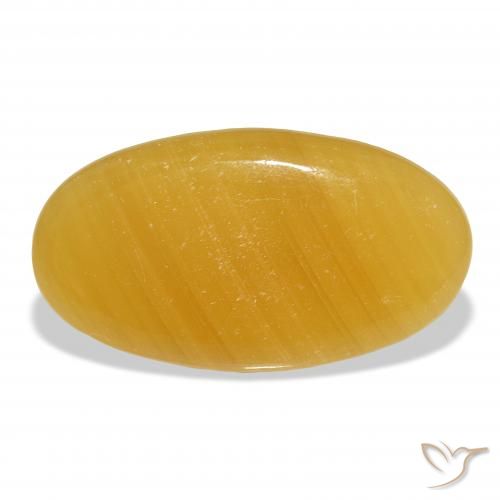 45.38ct Naturel Orange doré calcite, ovale, Translucide, Photo A