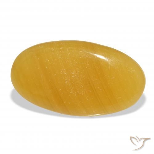 Calcite Orange doré naturelle ovale, 45.38 ct, Translucide