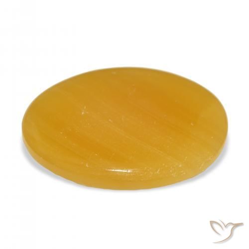 Calcite Orange doré naturelle ovale, 47.69 ct, Translucide