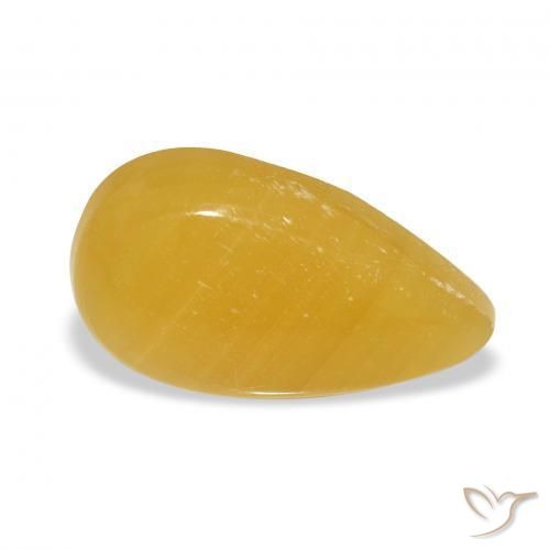 Calcite Orange doré naturelle En forme de poire, 10.61 ct, Translucide