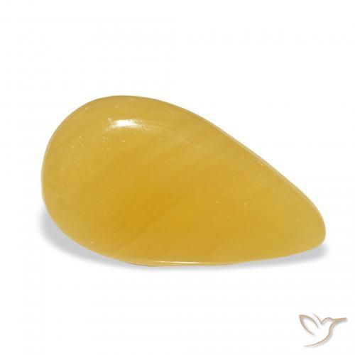 Calcite Orange doré naturelle En forme de poire, 9.31 ct, Translucide