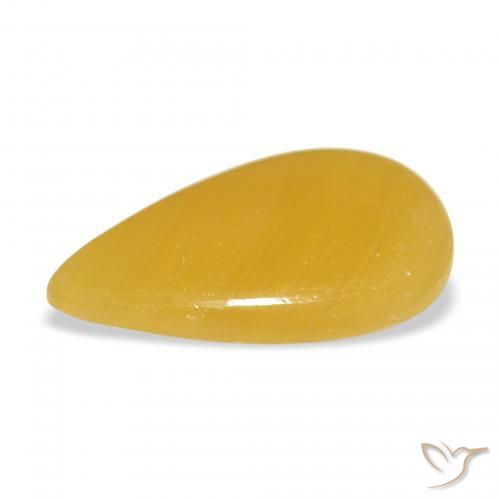 Calcite Orange doré naturelle En forme de poire, 9.31 ct, Translucide