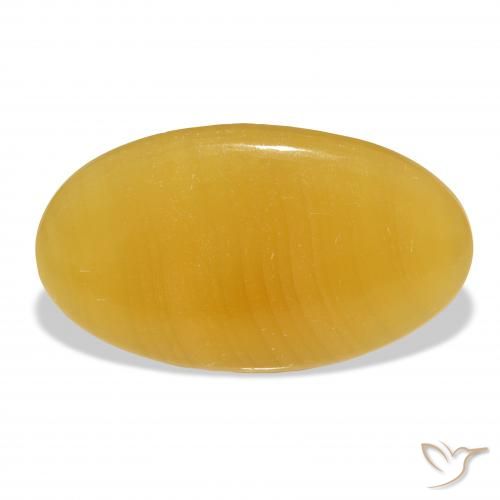 39.11ct Naturel Orange doré calcite, ovale, Translucide, Photo A