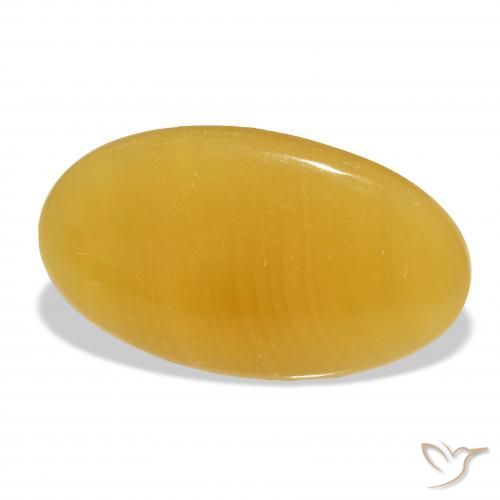 Calcite Orange doré naturelle ovale, 39.11 ct, Translucide