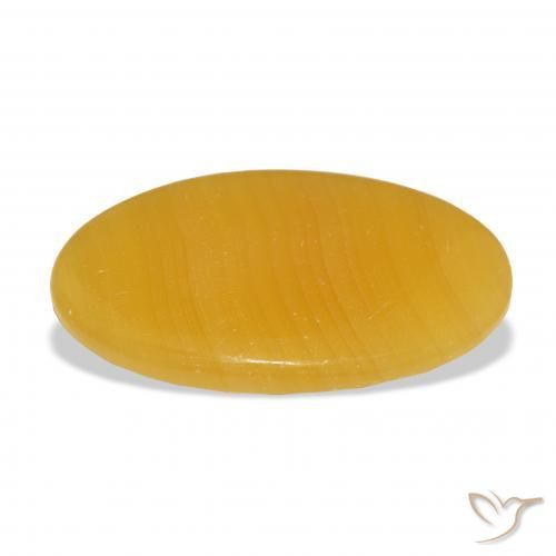 Calcite Orange doré naturelle ovale, 39.11 ct, Translucide