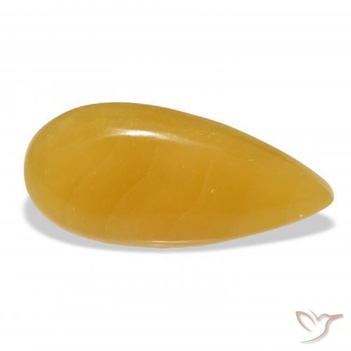 Calcite Orange doré naturelle En forme de poire, 31.92 ct, Translucide