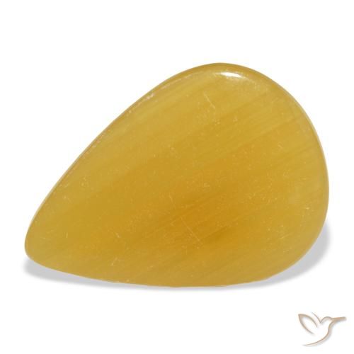 30.50ct Naturel Orange doré calcite, En forme de poire, Translucide, Photo A