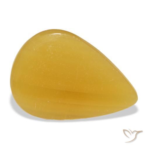 Calcite Orange doré naturelle En forme de poire, 30.50 ct, Translucide