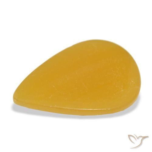Calcite Orange doré naturelle En forme de poire, 30.50 ct, Translucide
