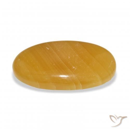calcite Orange doré naturelle ovale, 40.55 ct, Translucide