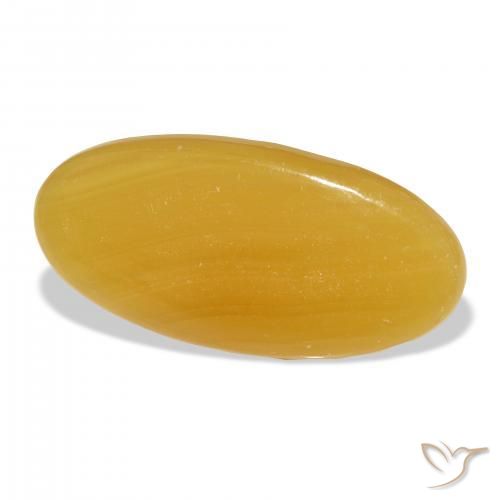 Calcite Orange doré naturelle ovale, 46.77 ct, Translucide