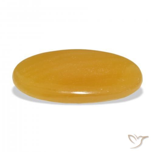 Calcite Orange doré naturelle ovale, 46.77 ct, Translucide