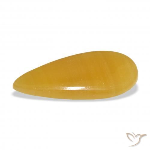 Calcite Orange doré naturelle En forme de poire, 21.39 ct, Translucide