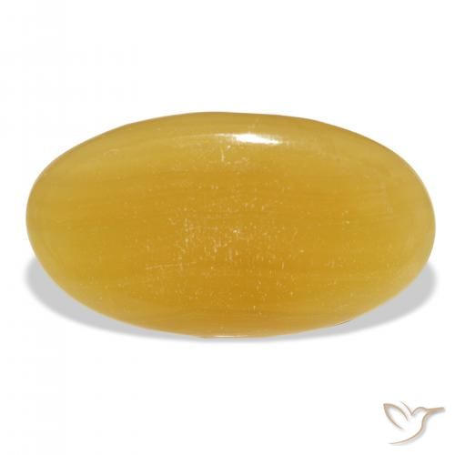 36.45ct Naturel Orange doré calcite, ovale, Translucide, Photo A