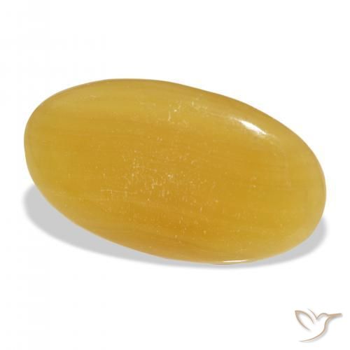 Calcite Orange doré naturelle ovale, 36.45 ct, Translucide