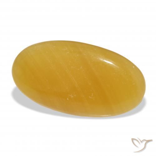 calcite Orange doré naturelle ovale, 40.31 ct, Translucide