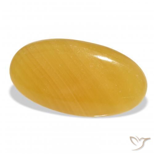 Calcite Orange doré naturelle ovale, 39.54 ct, Translucide