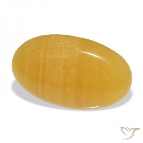 Calcite Orange doré naturelle ovale, 33.18 ct, Translucide