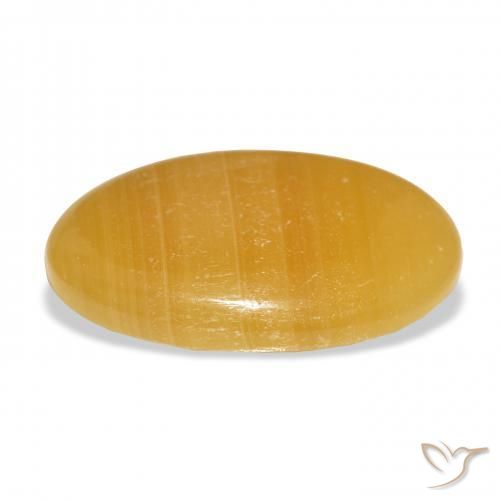 Calcite Orange doré naturelle ovale, 33.18 ct, Translucide