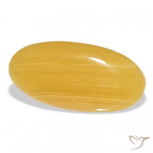 Calcite Orange doré naturelle ovale, 42.14 ct, Translucide