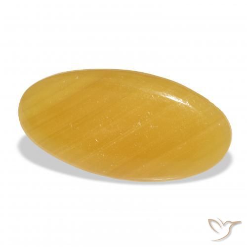 Calcite Orange doré naturelle ovale, 33.36 ct, Translucide