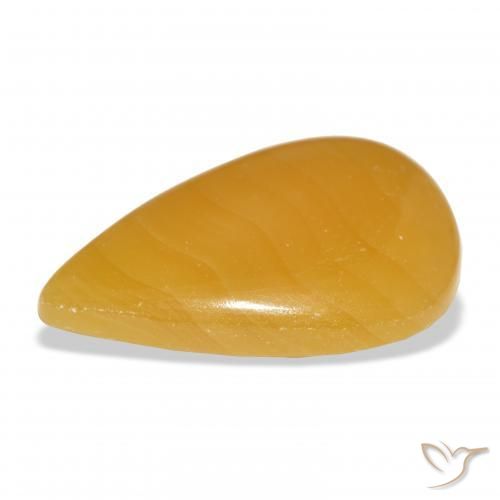 Calcite Orange doré naturelle En forme de poire, 44.63 ct, Translucide