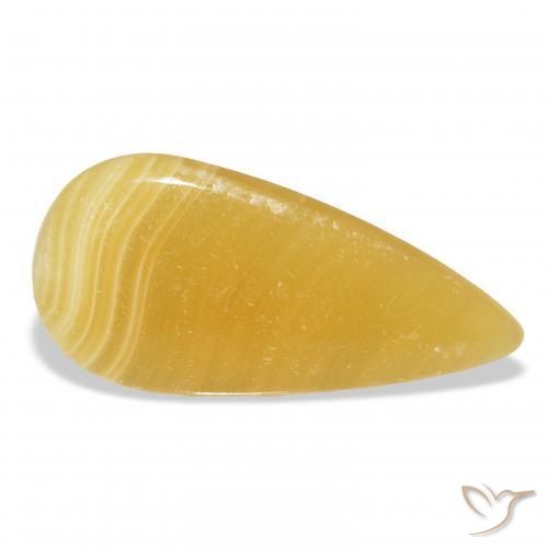 Calcite Orange doré naturelle En forme de poire, 24.60 ct, Translucide