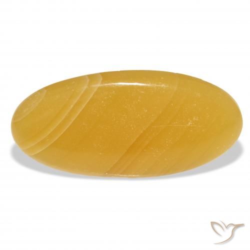 42.91ct Naturel Orange doré calcite, ovale, Translucide, Photo A