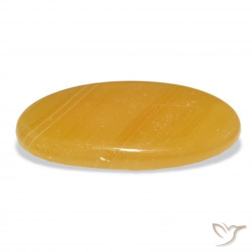 Calcite Orange doré naturelle ovale, 42.91 ct, Translucide