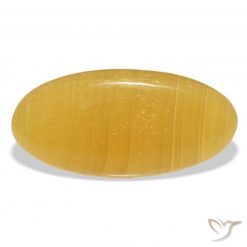32.67ct Naturel Orange doré calcite, ovale, Translucide