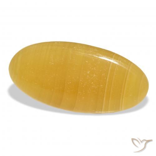 Calcite Orange doré naturelle ovale, 32.67 ct, Translucide