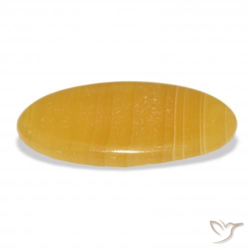 Calcite Orange doré naturelle ovale, 32.67 ct, Translucide
