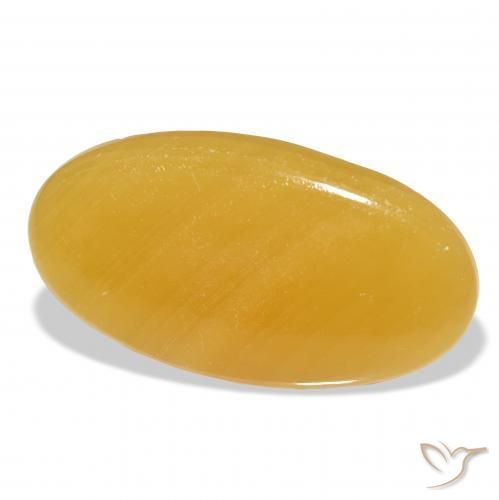 Calcite Orange doré naturelle ovale, 53.06 ct, Translucide