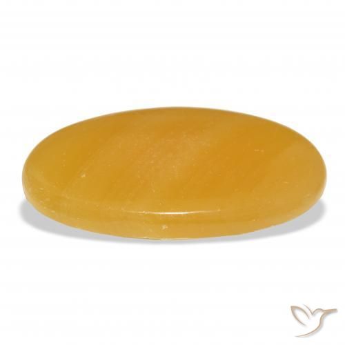 Calcite Orange doré naturelle ovale, 53.06 ct, Translucide