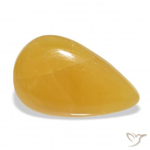 Calcite Orange doré naturelle En forme de poire, 26.71 ct, Translucide