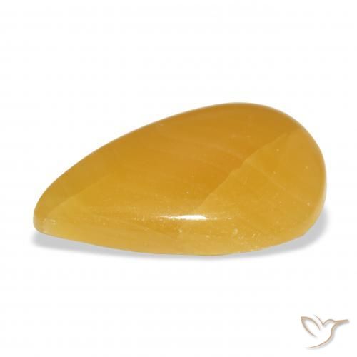 Calcite Orange doré naturelle En forme de poire, 26.71 ct, Translucide